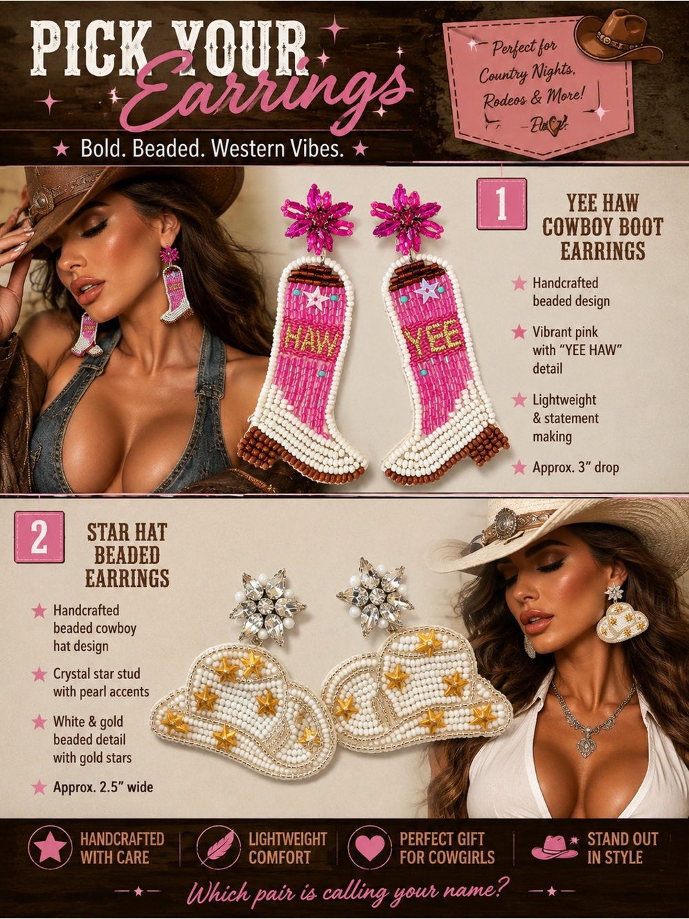 Buyer Choice : Cowboy Boot Earrings